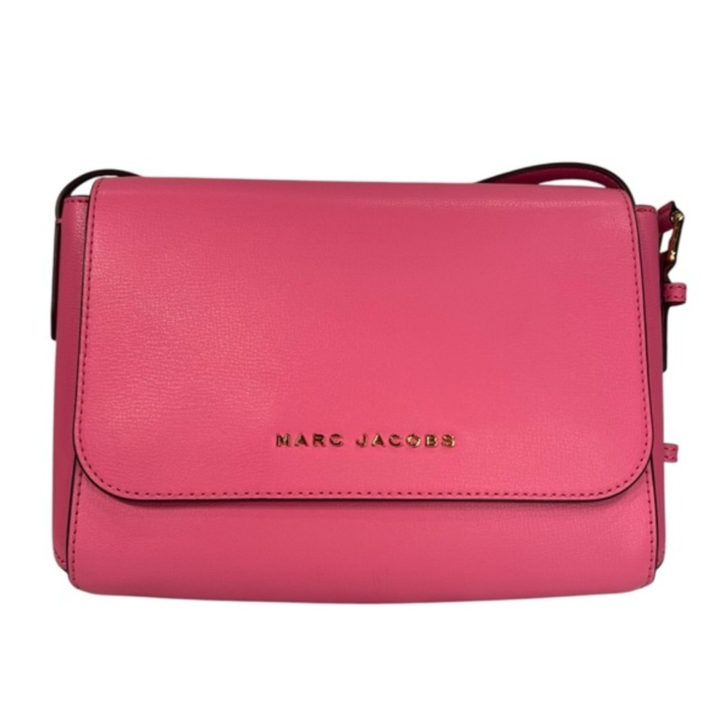 Marc Jacobs Medium Commuter Leather Designer Pink Gold Crossbody Flap Bag Purse